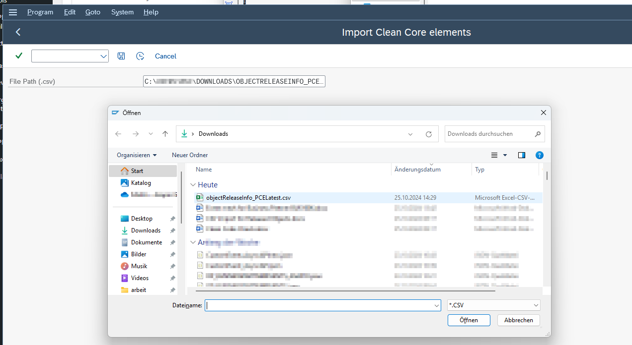 Uploading the clean-core rules file via /ASADEV/CCC_IMPORT