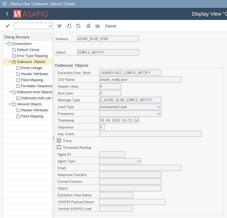 Azure outbound object configuration