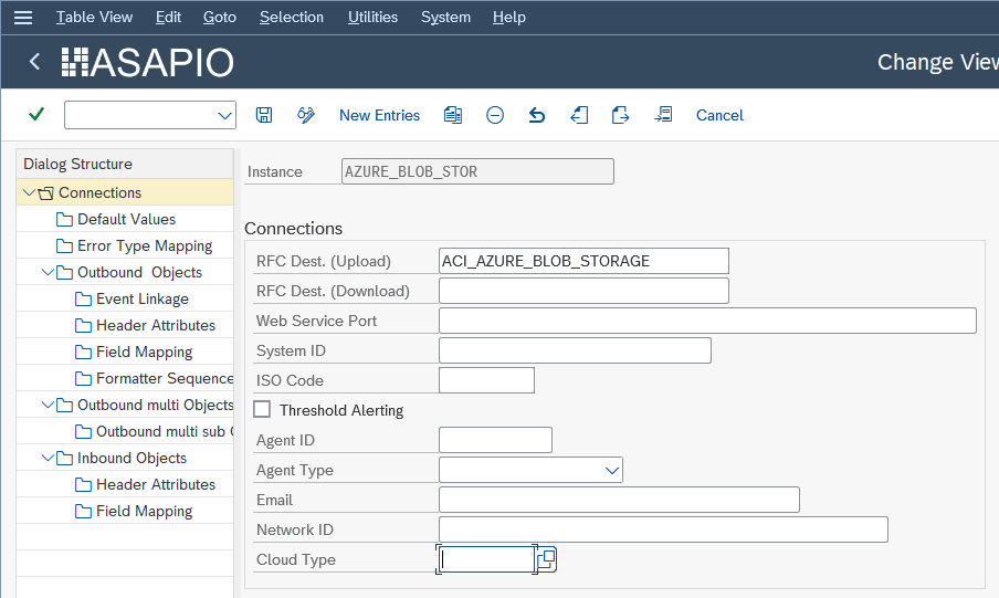 Azure payload offloading connection instance