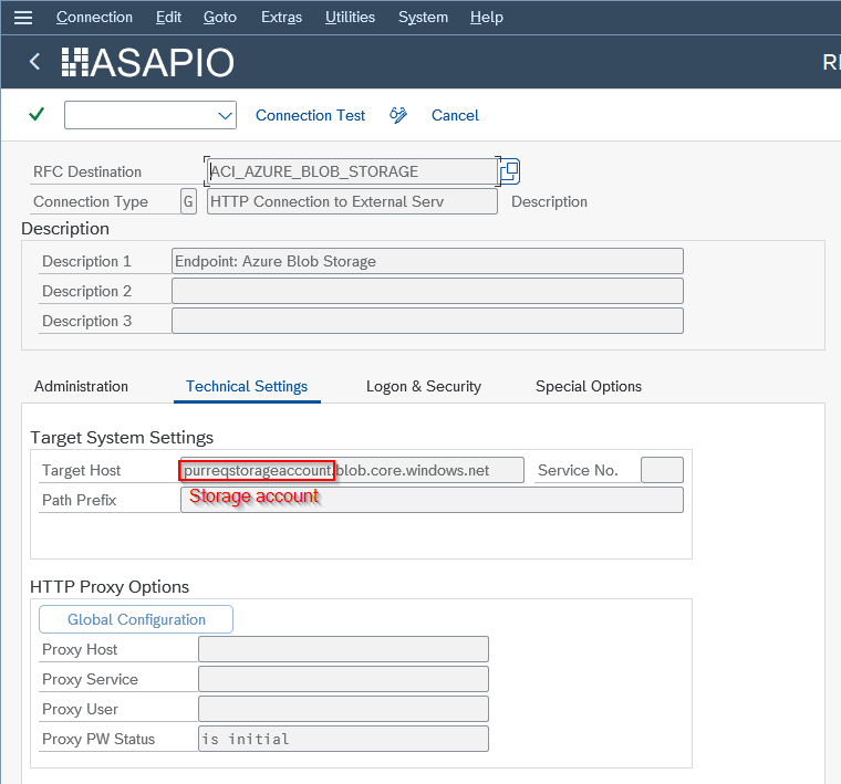 Azure payload offloading storage RFC destination