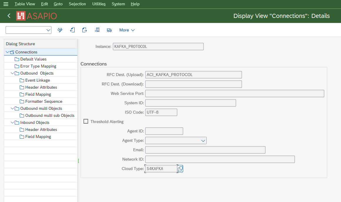 Confluent connection instance and default values