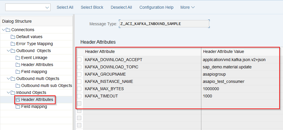 Inbound header attributes — KAFKA_DOWNLOAD_TOPIC, KAFKA_GROUPNAME, KAFKA_INSTANCE_NAME and related values