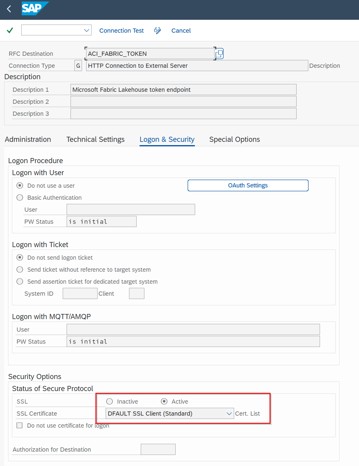 STRUST certificate import for Fabric