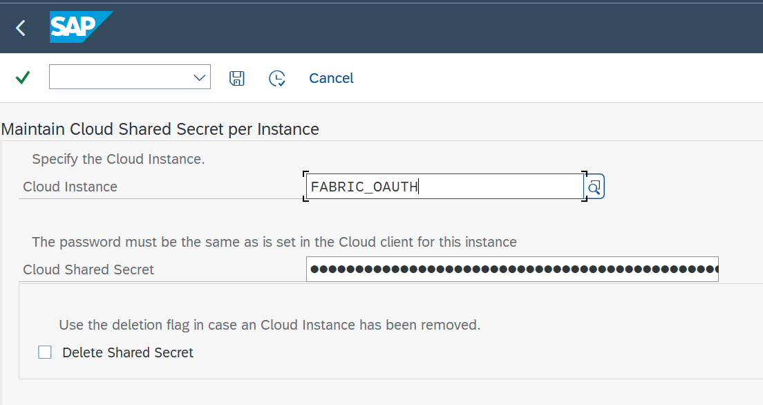 Fabric cloud adapter configuration in SPRO