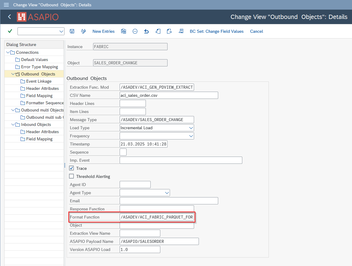 Open Mirroring Parquet formatter configuration