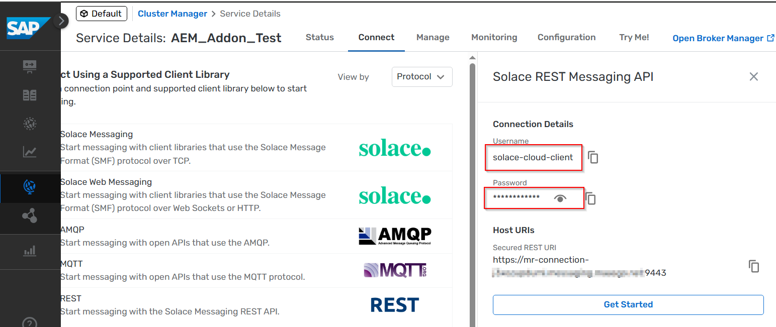 AEM broker authentication details from Cluster Manager