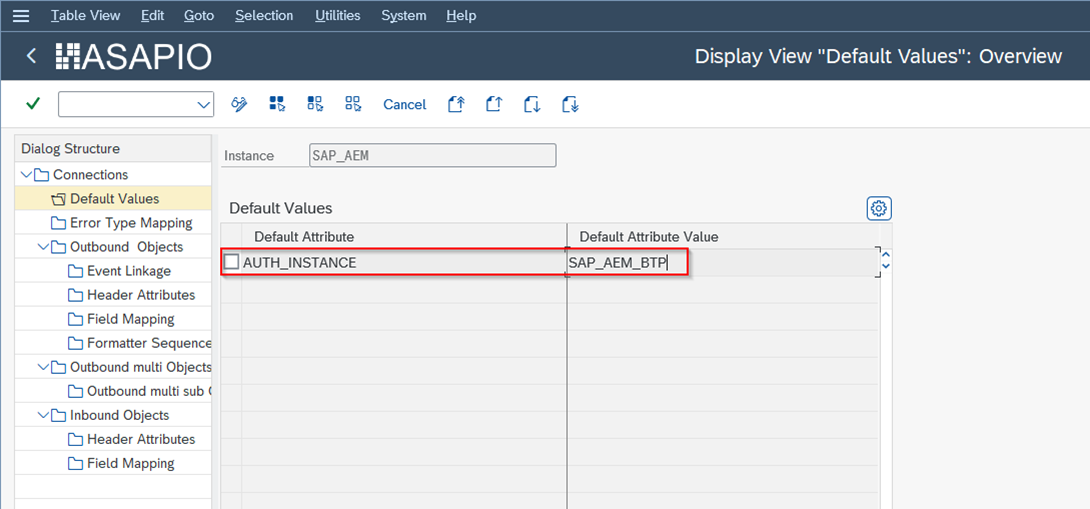 AEM instance default values