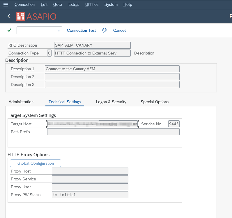 RFC destination for AEM broker endpoint