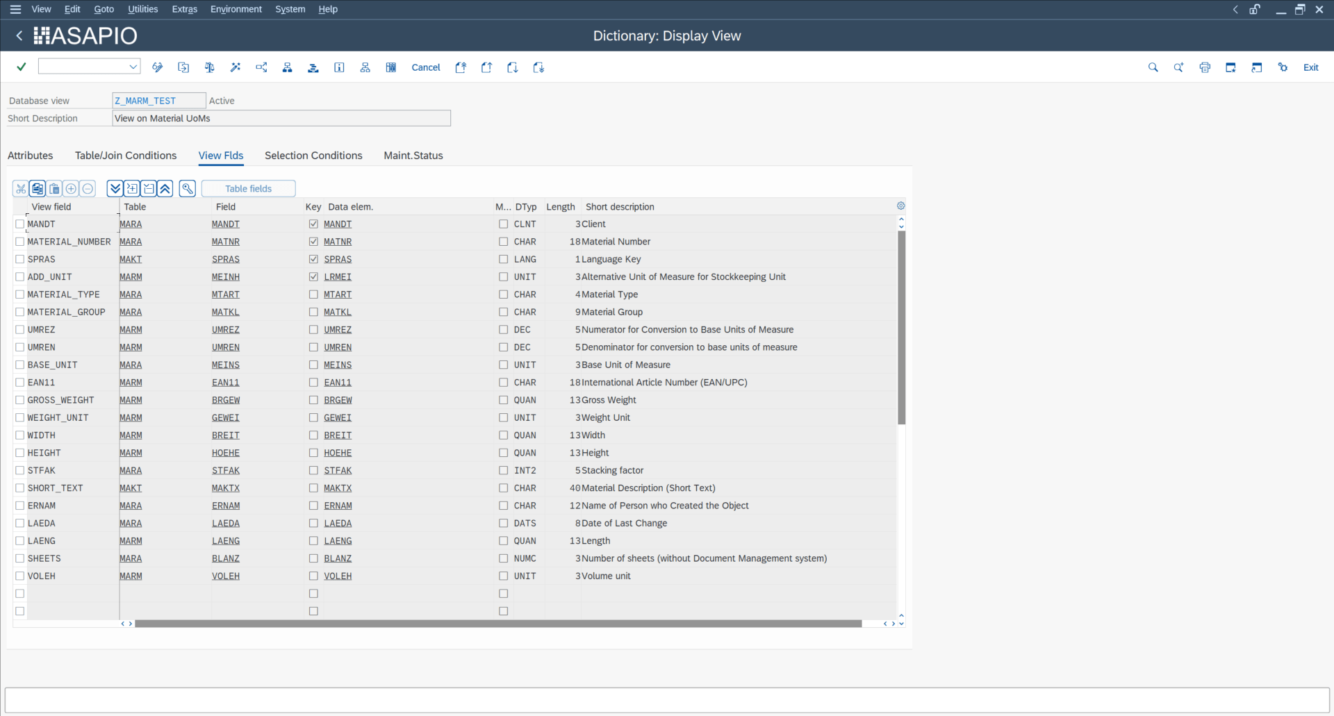 Database view for the Packed Load method