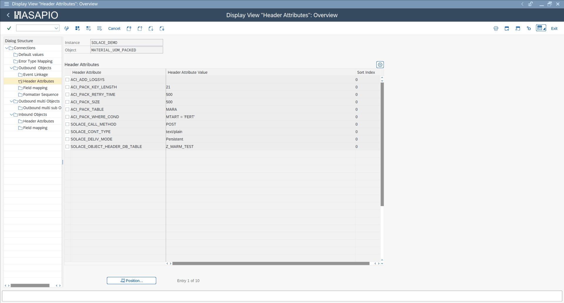 Packed Load header attributes
