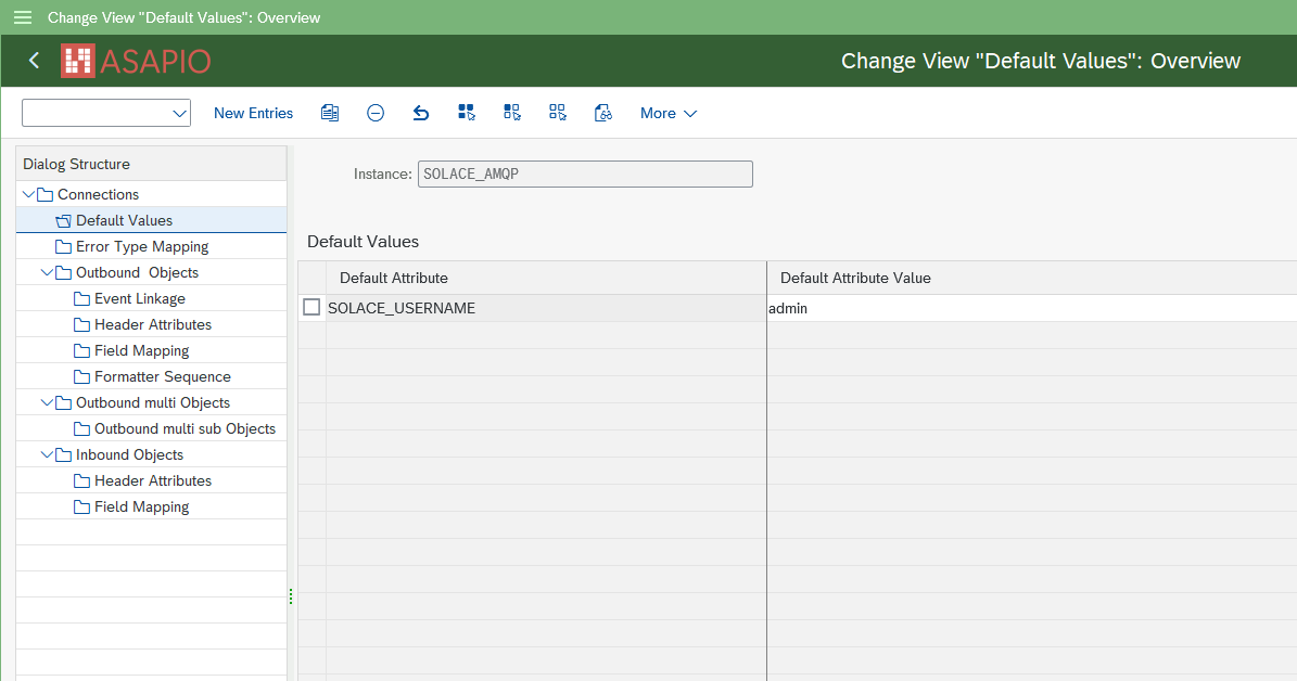 AMQP instance default values with username