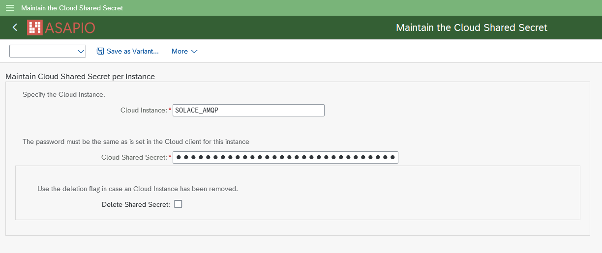 AMQP password in Secure Store