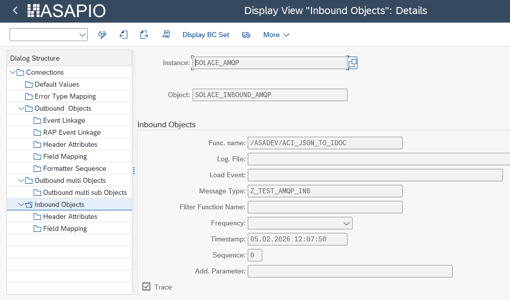 AMQP inbound object configuration