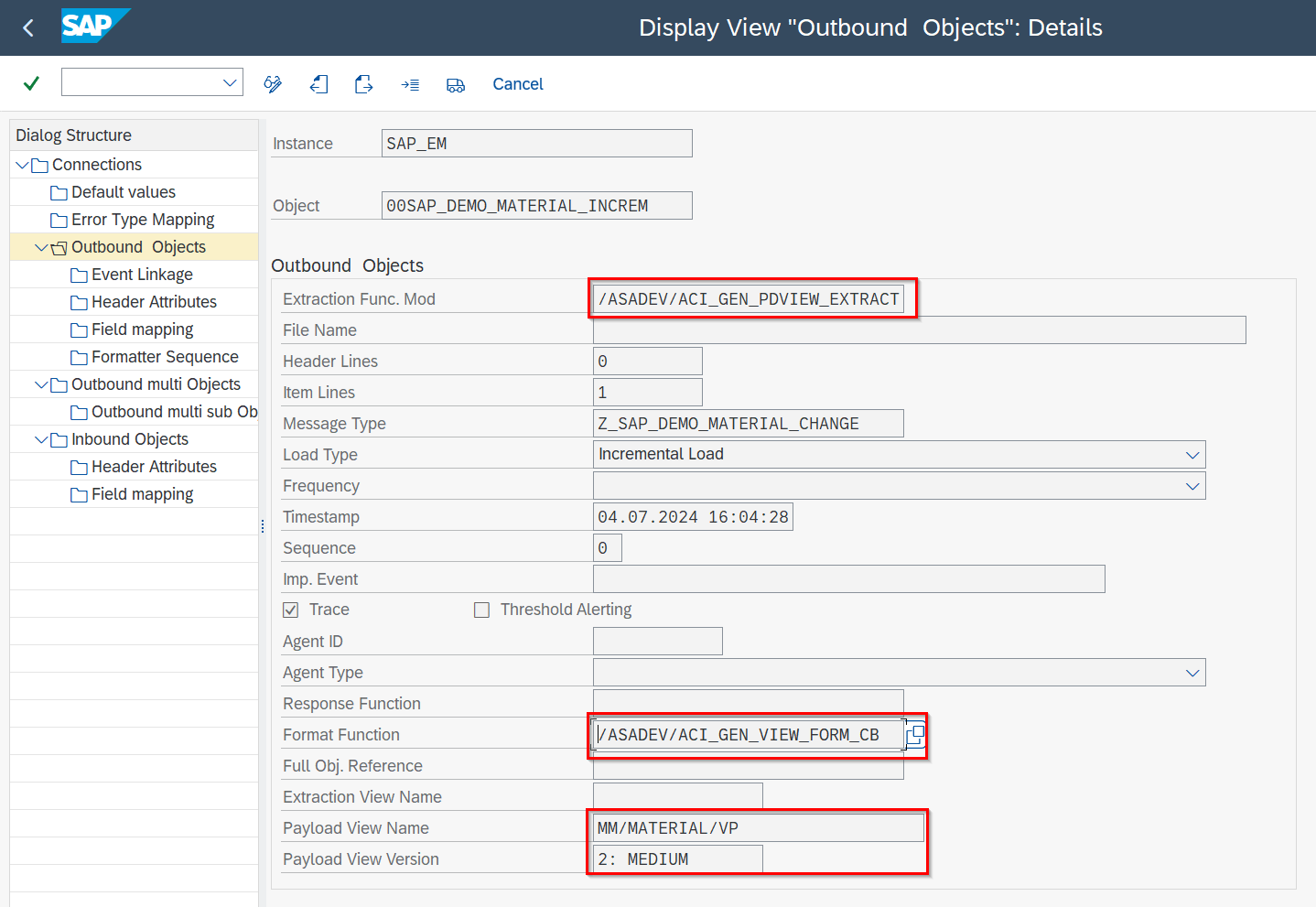Payload Designer — version screen with field configuration