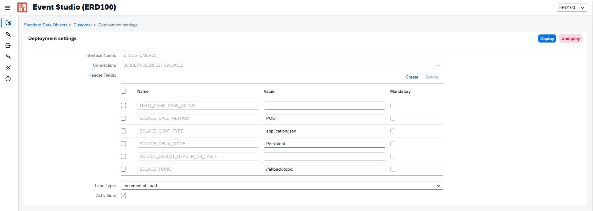 Event Studio — Data Catalog deployment page