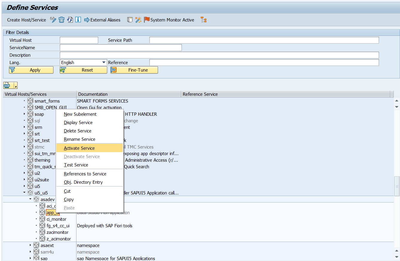 Event Studio — Activate ICF node in SICF