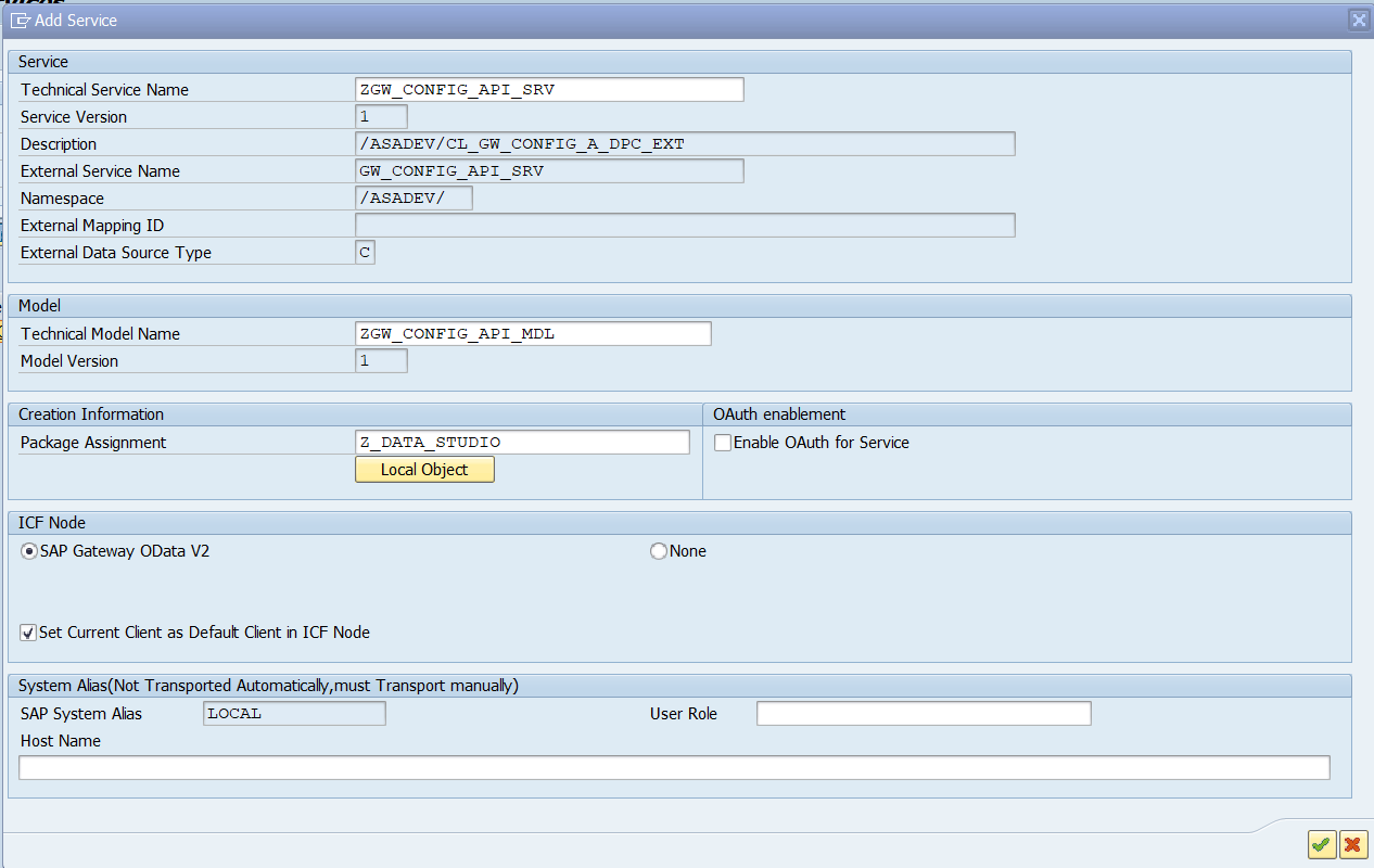 Event Studio — Add OData service in /IWFND/MAINT_SERVICE