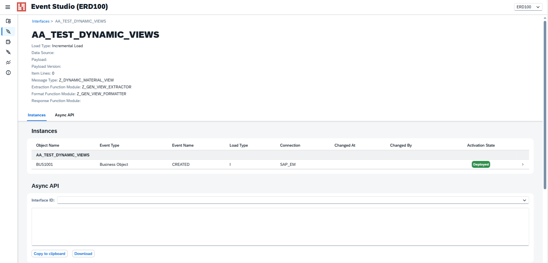 Event Studio — Interface details screen