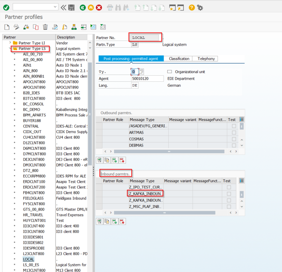 WE20 partner profile with inbound parameters section