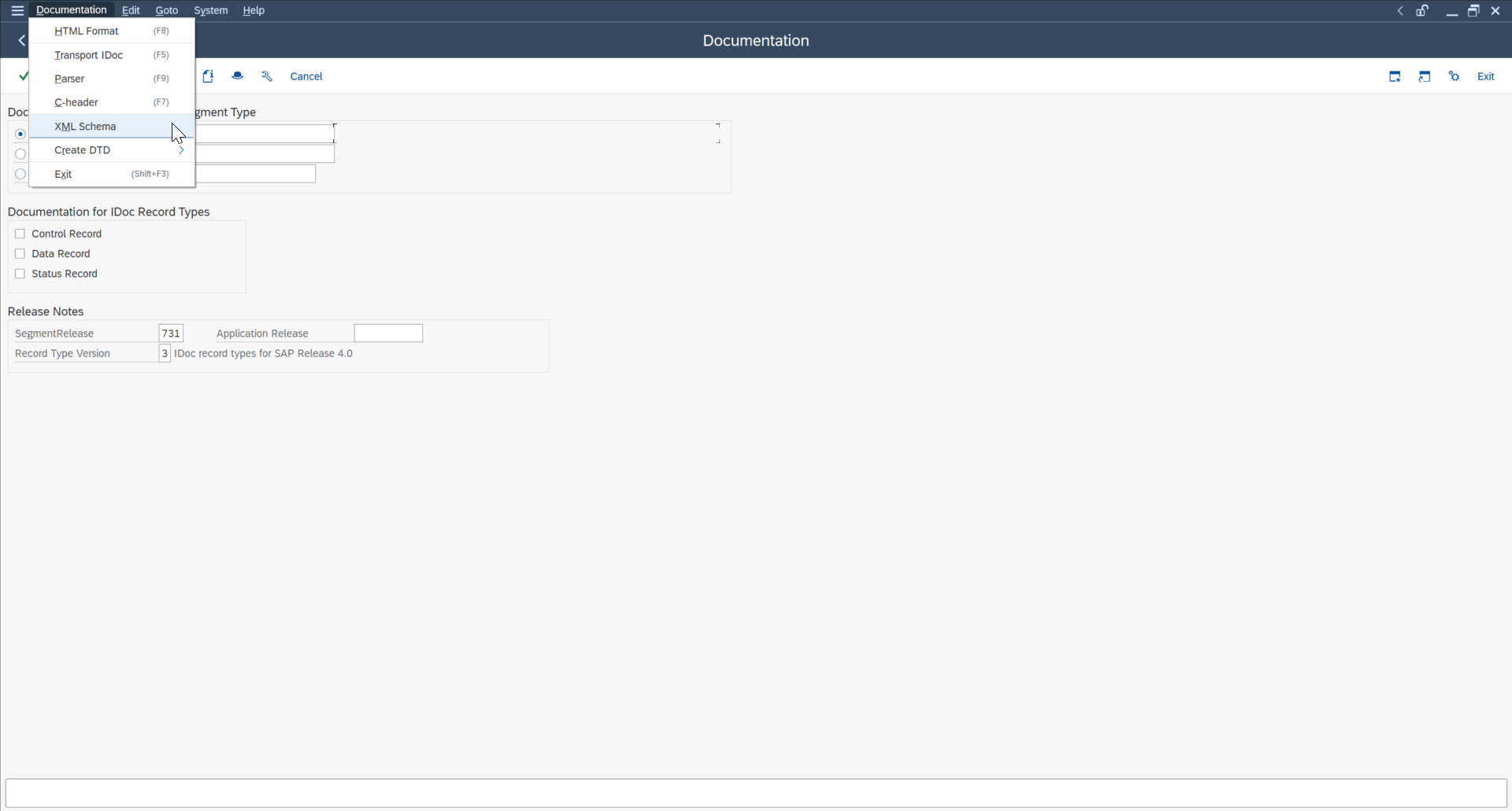 WE60 XML schema selection for MATMAS05