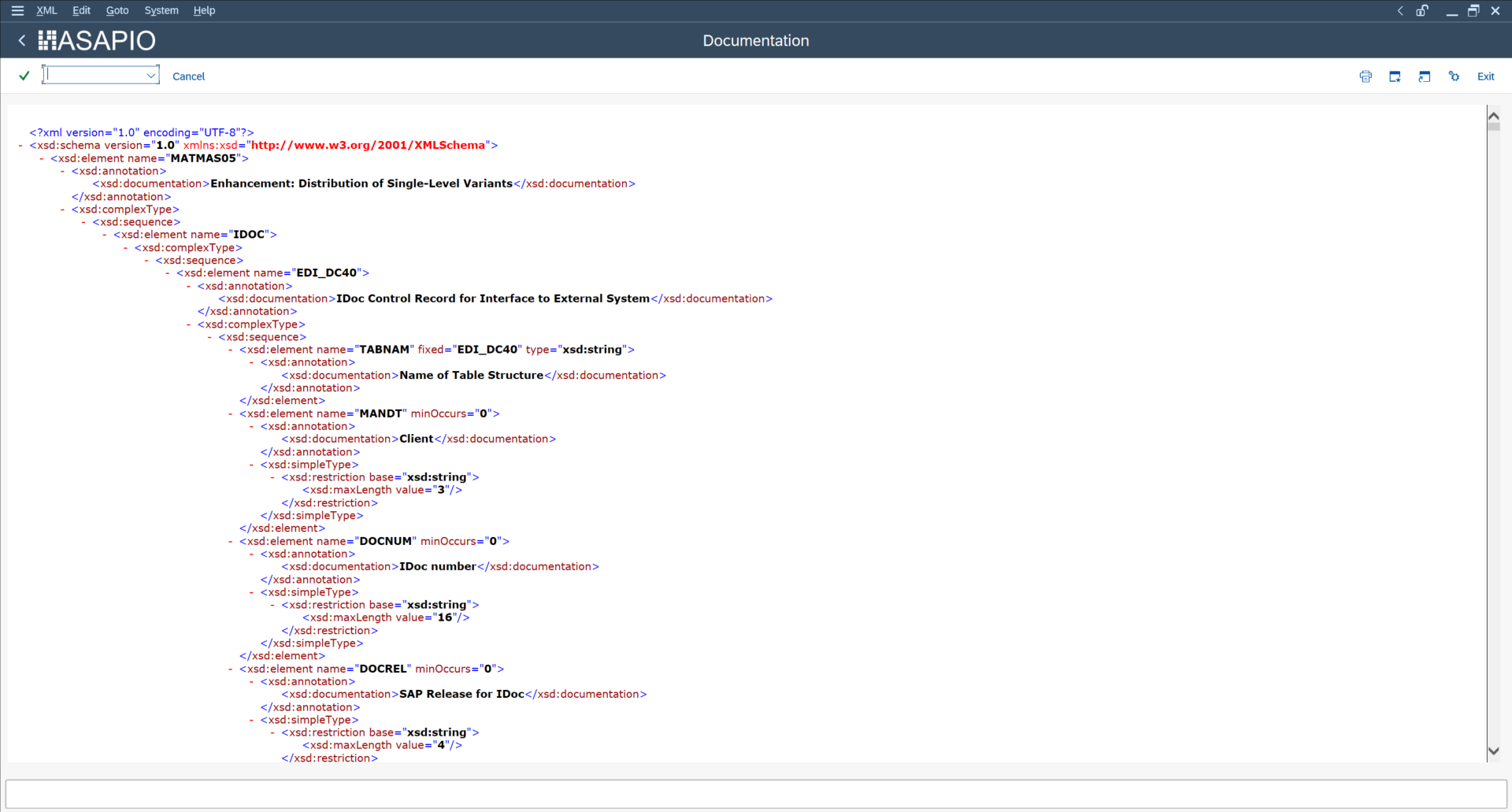 WE60 XML schema field list for MATMAS05