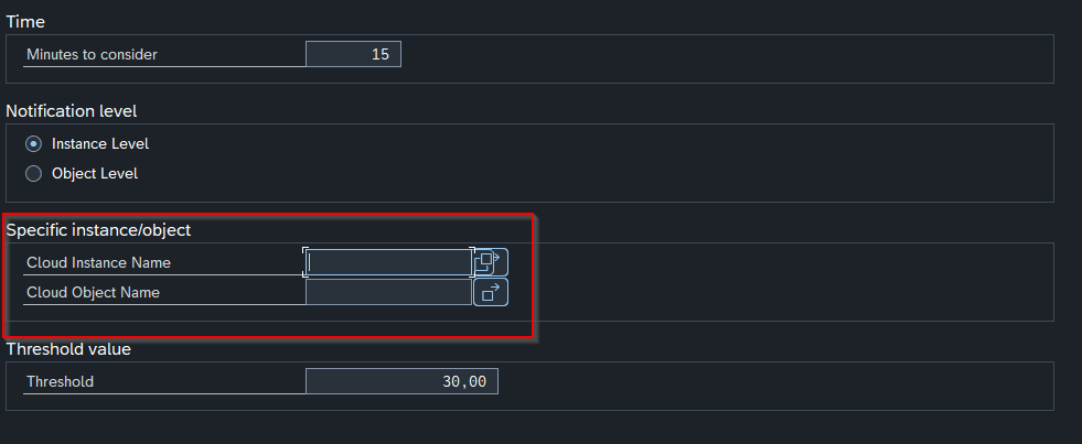 Active Alerting report — per-connection/per-object threshold options
