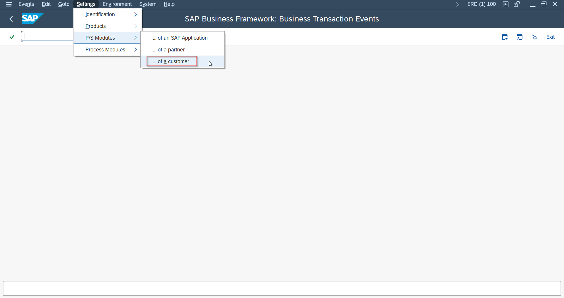 FIBF sample function module used as a copy template for the BTE