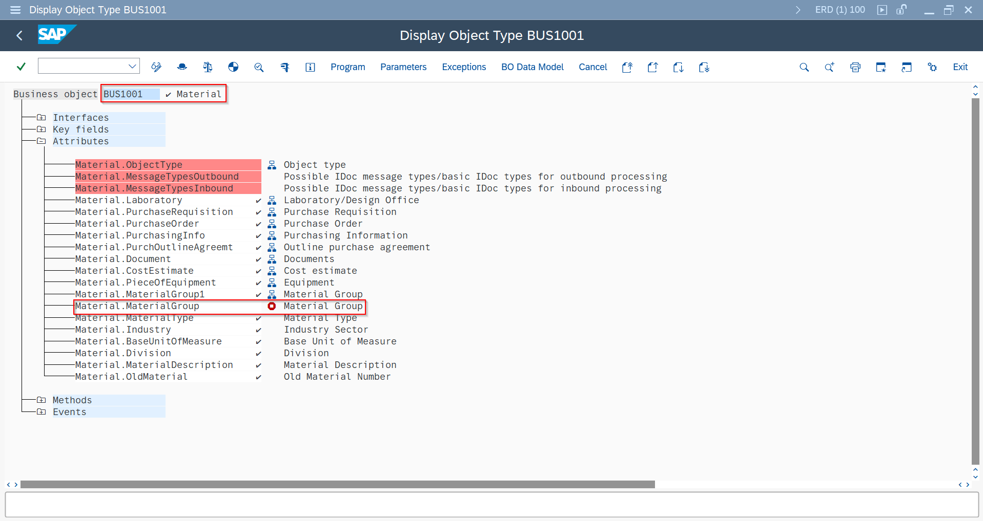 ASAPIO customizing Header Attribute BOR_ATTRIBUTE configuration