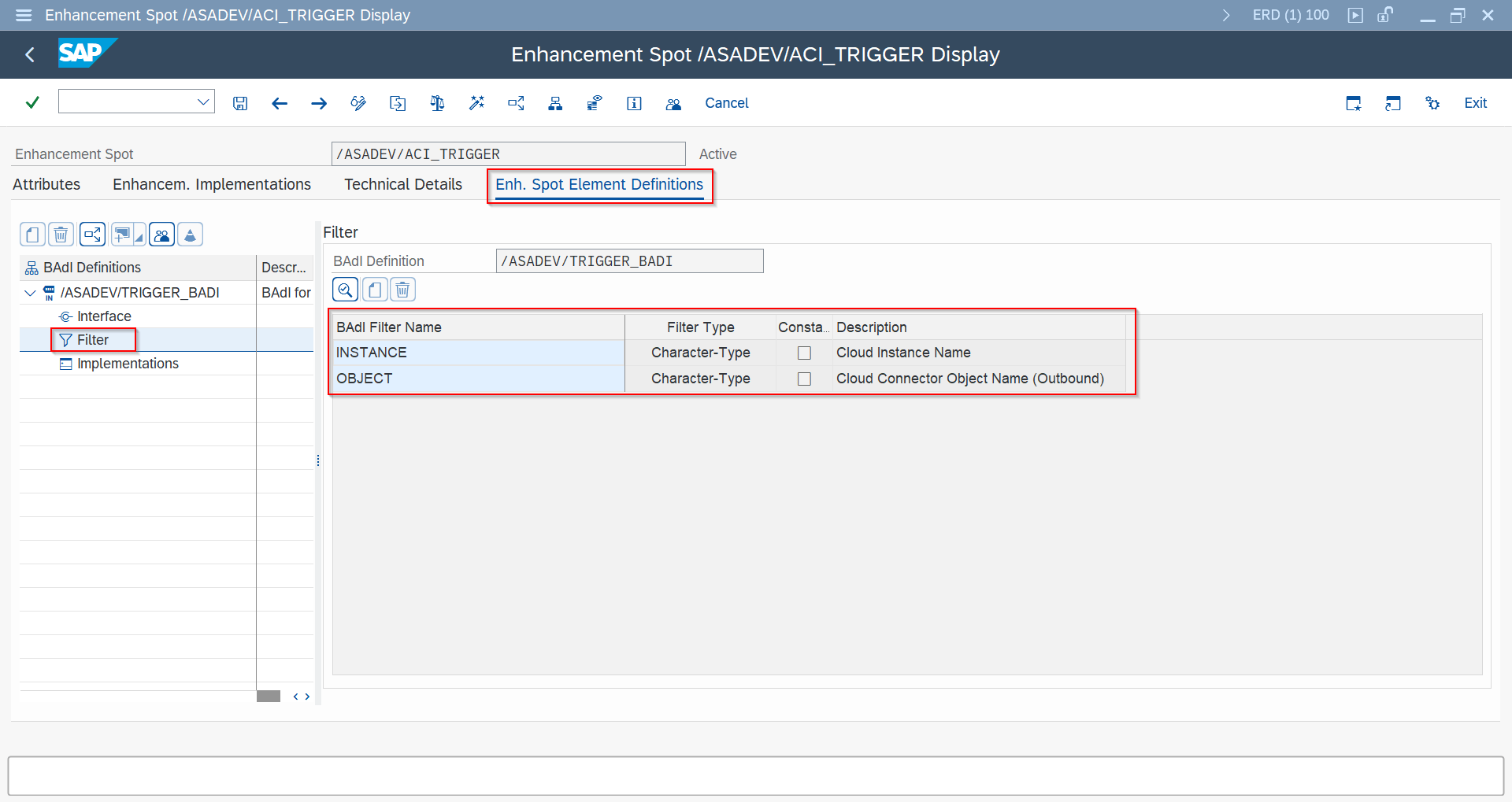BAdI implementation Instance and Object filter values for SET_BDCP_LINES