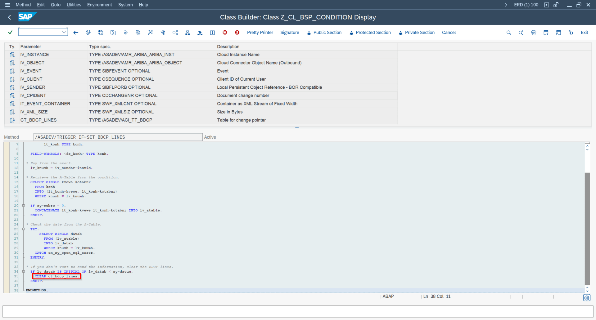 BAdI implementation adding the custom implementing class