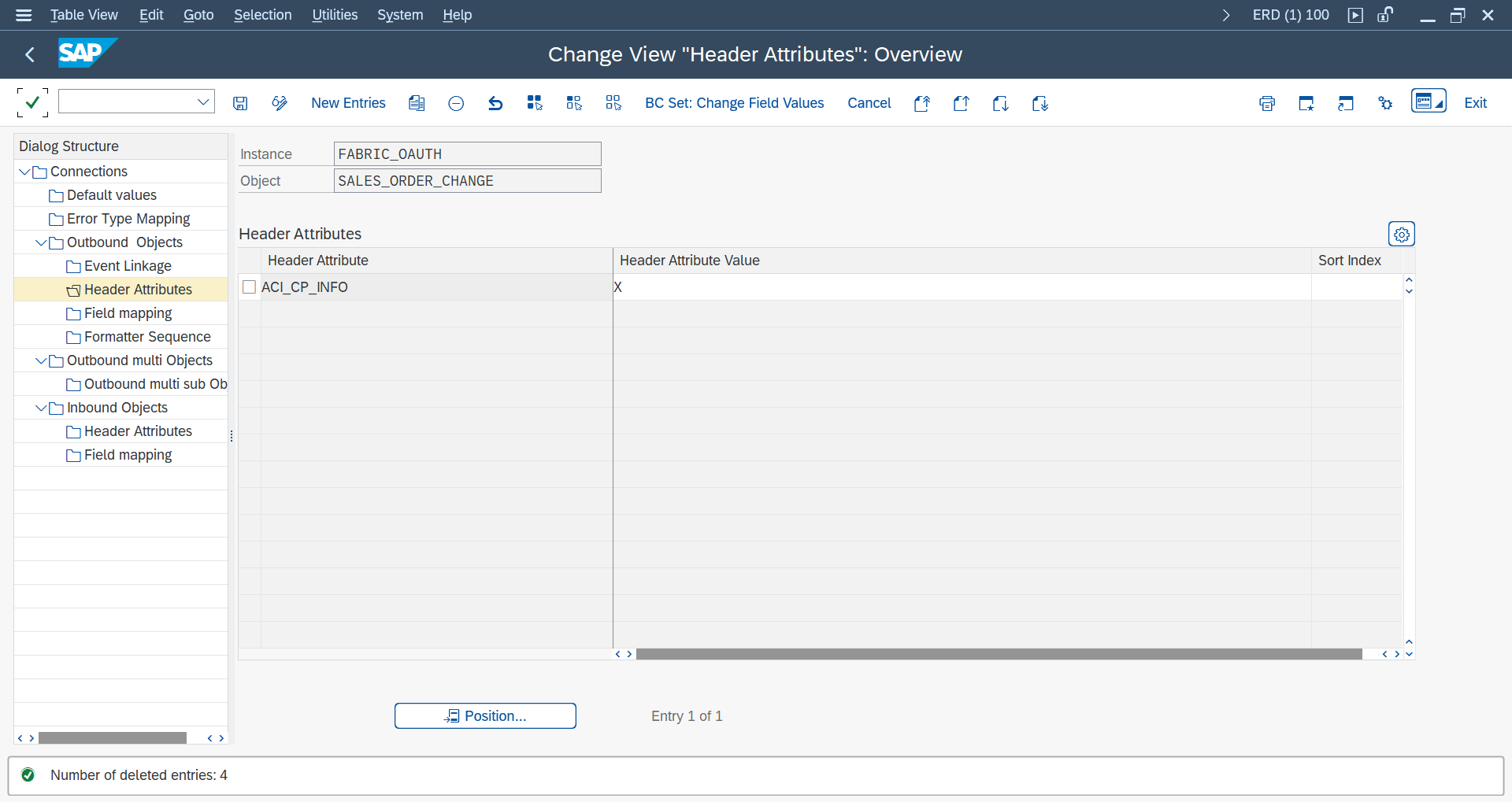 Header Attributes ACI_CP_INFO configuration for change pointer fields