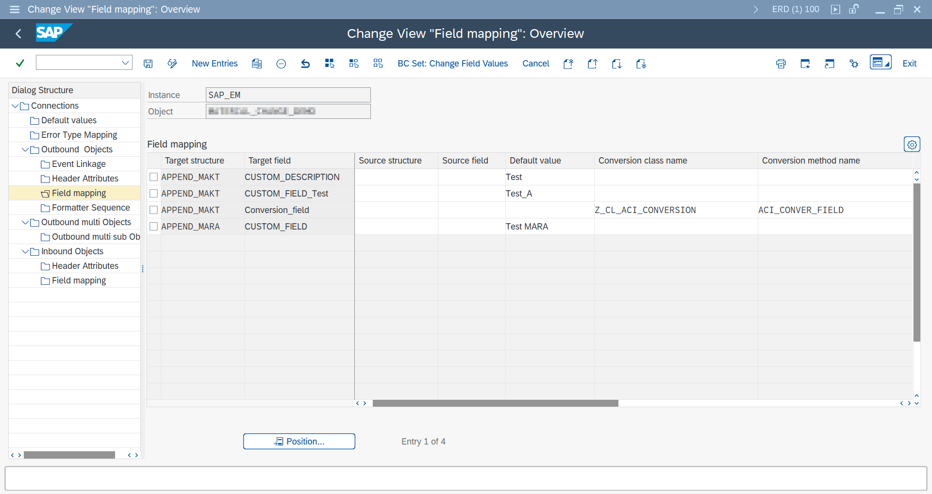 Field Mapping APPEND_TABLE with a conversion class and method
