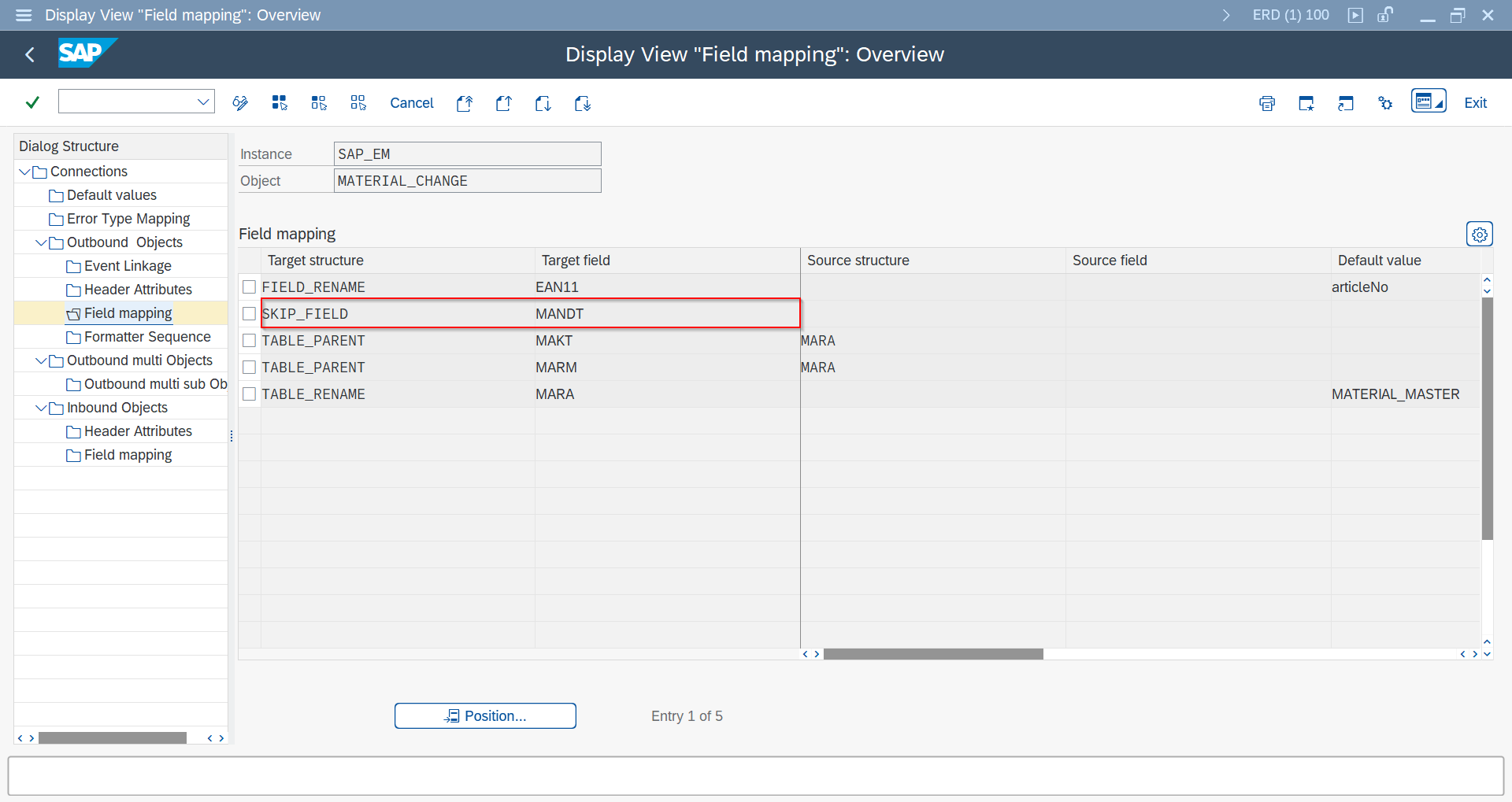 Field Mapping SKIP_FIELD configuration example
