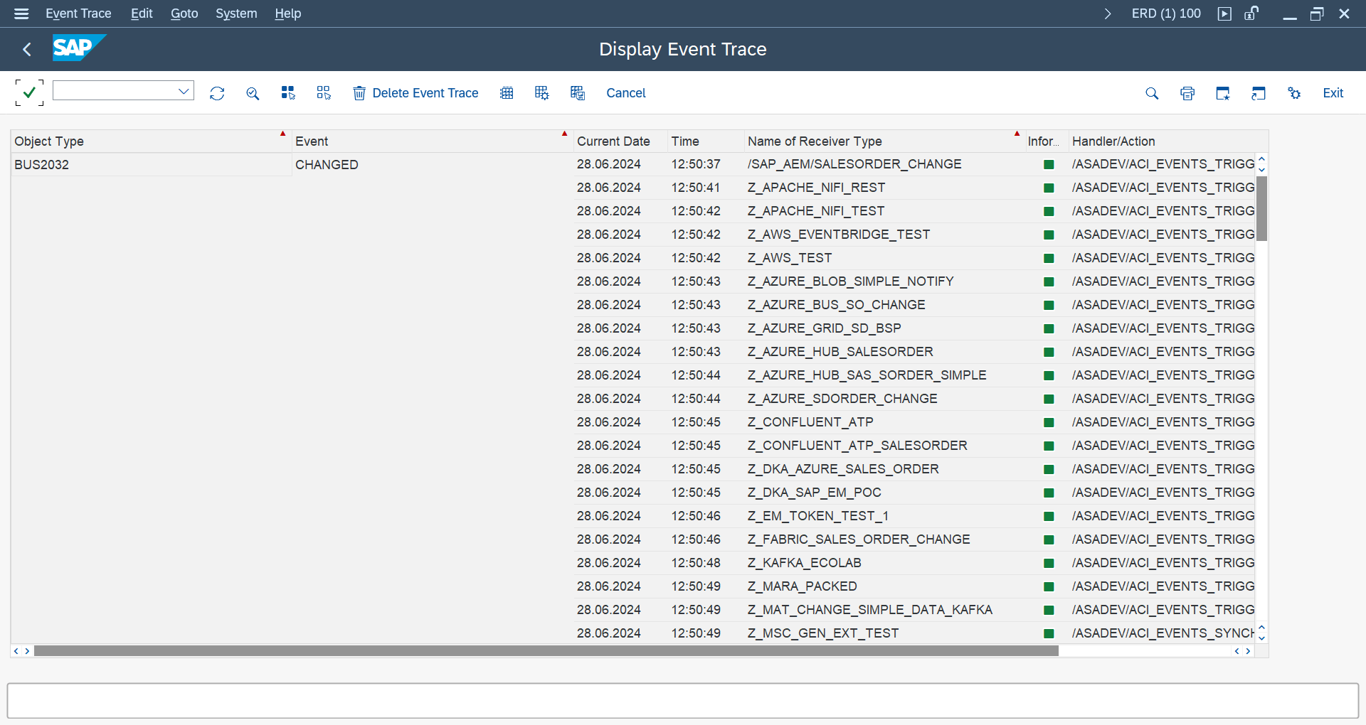 SWEL event trace detail view