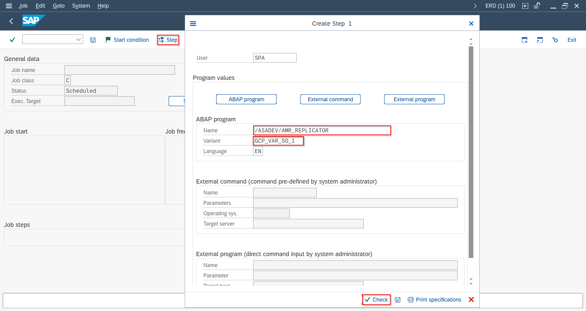 SM36 scheduling AMR_REPLICATOR with the saved variant