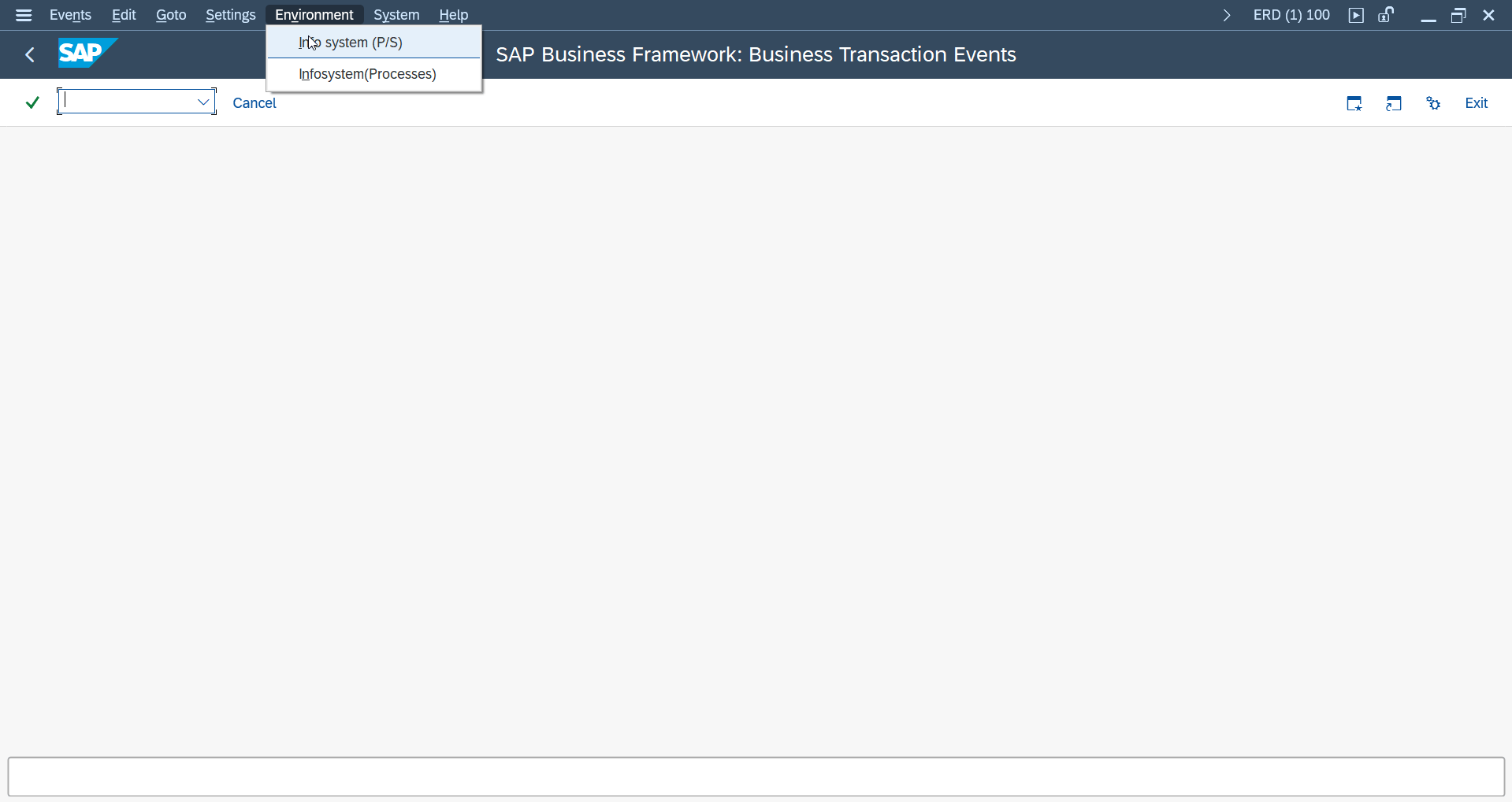 FIBF Info System listing available Business Transaction Events