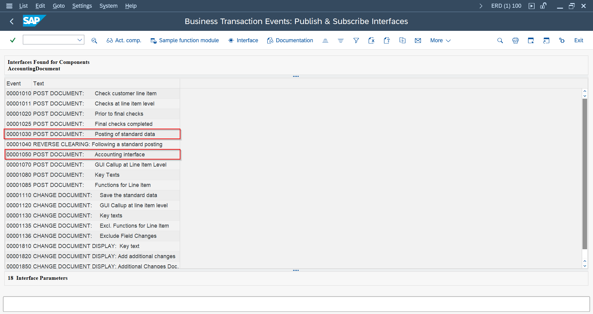 FIBF BTEs 1030 and 1050 used for accounting document creation
