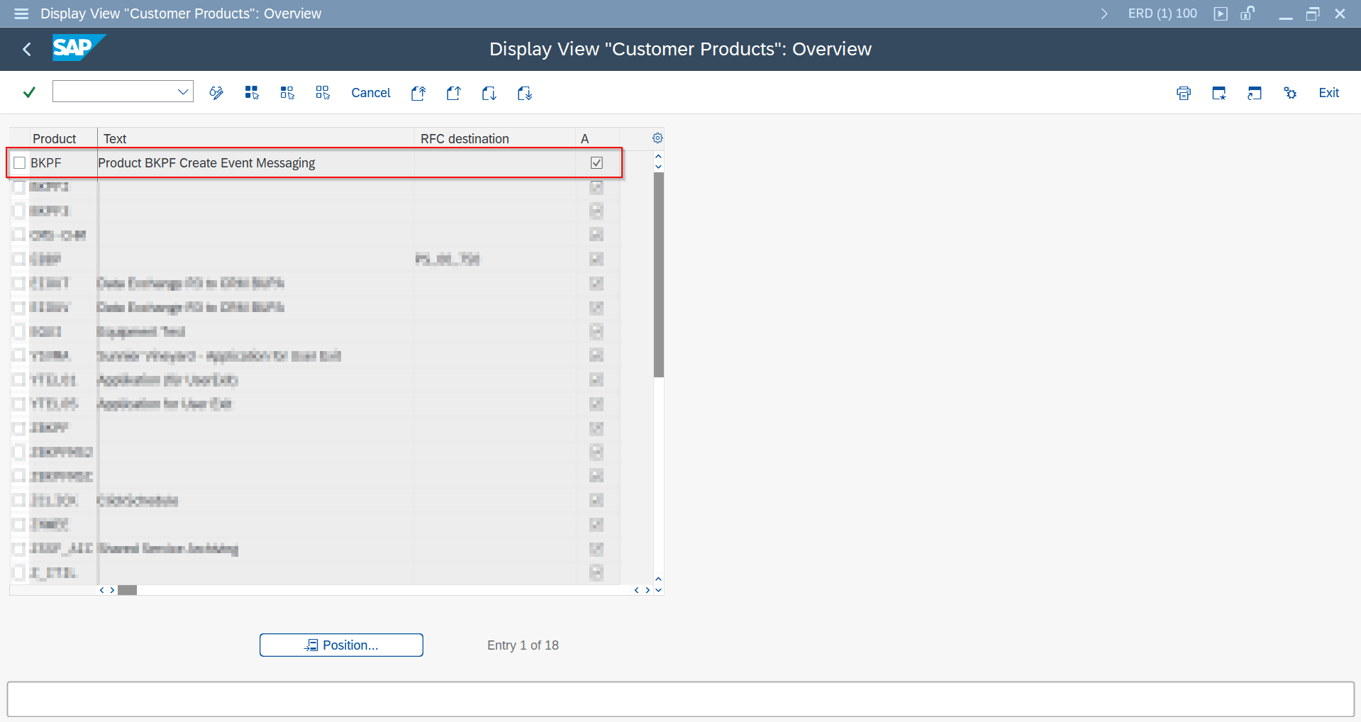 FIBF Product definition detail screen