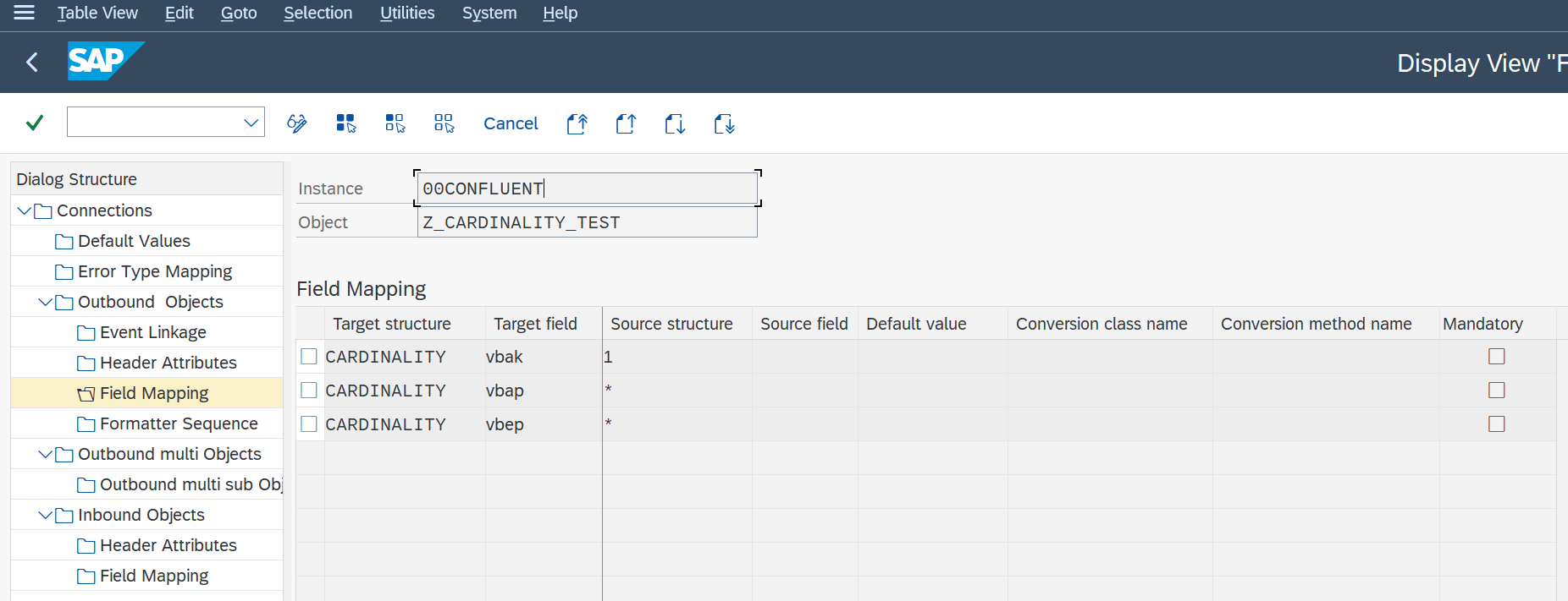 Field Mapping CARDINALITY_FUNCTIONALITY set to 1 or star