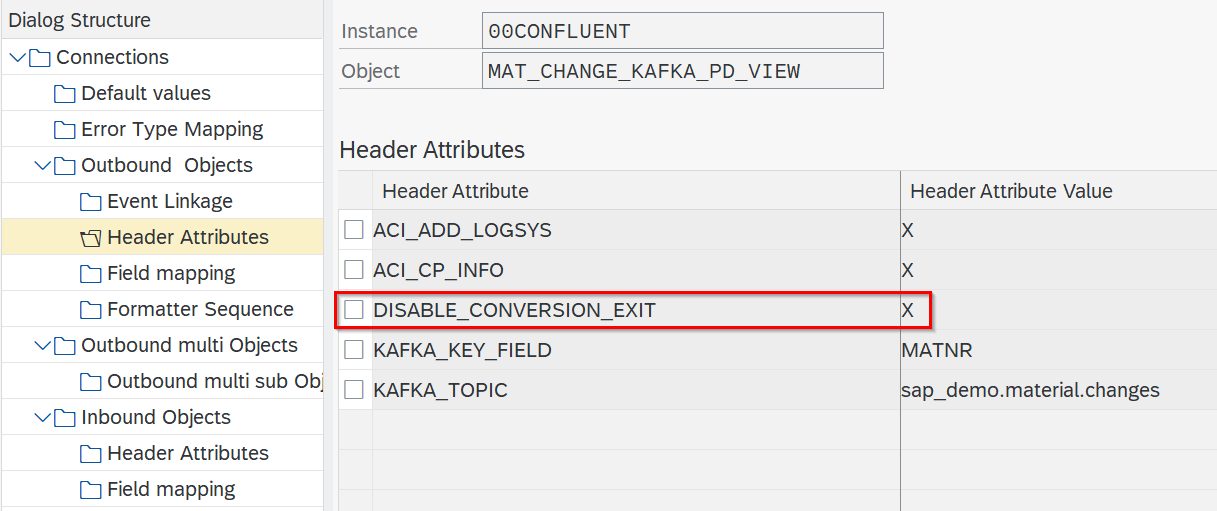 Header Attributes DISABLE_CONVERSION_EXIT configuration