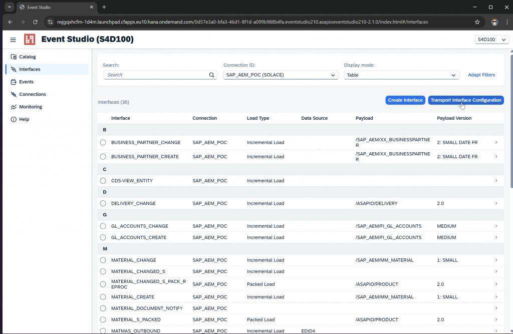ASAPIO Event Studio &ndash; interfaces